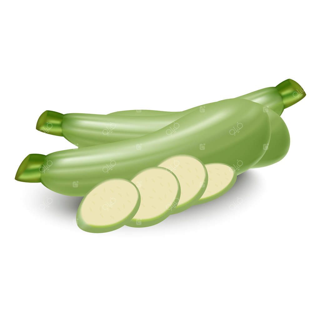 کدو سبز کامل و برش‌خورده