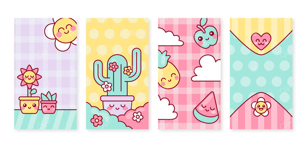 مجموعه استوری‌های اینستاگرام به سبک کاوایی دست‌کشیده