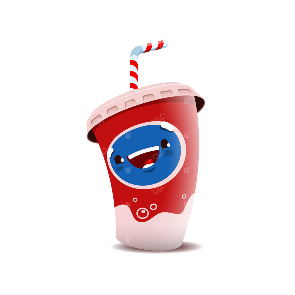 شخصیت کارتونی لیوان نوشابه خنده‌دار برداری