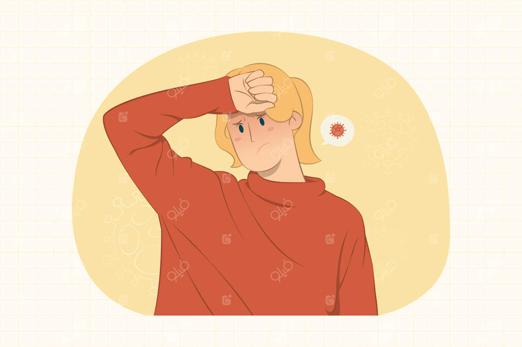 زن جوان خسته و کلافه دست خود را روی سر گذاشته است