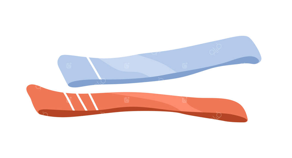 کش ورزشی الاستیک برای تمرینات خانگی: باند مقاومتی لاتکس برای ایروبیک و تقویت عضلات. تصویرسازی وکتور رنگی.