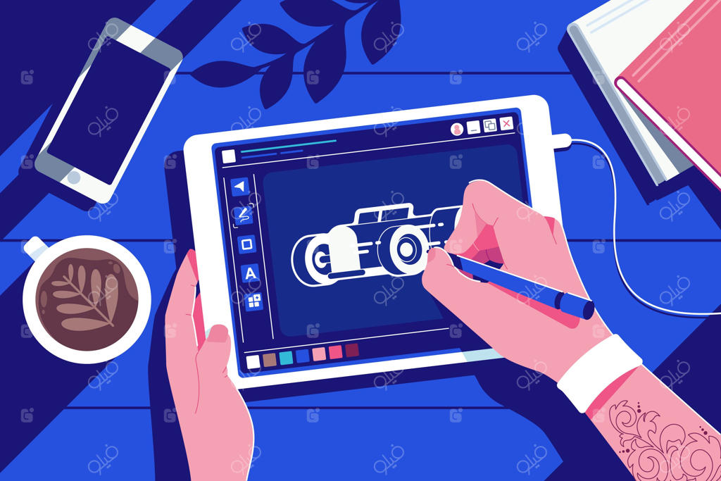 شخصی در حال طراحی تصویر بر روی تبلت