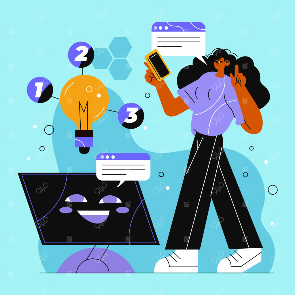 تصویرسازی تعامل مردم با اپلیکیشن هوش مصنوعی