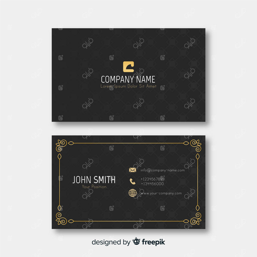 قالب کارت ویزیت شیک با جزئیات طلایی