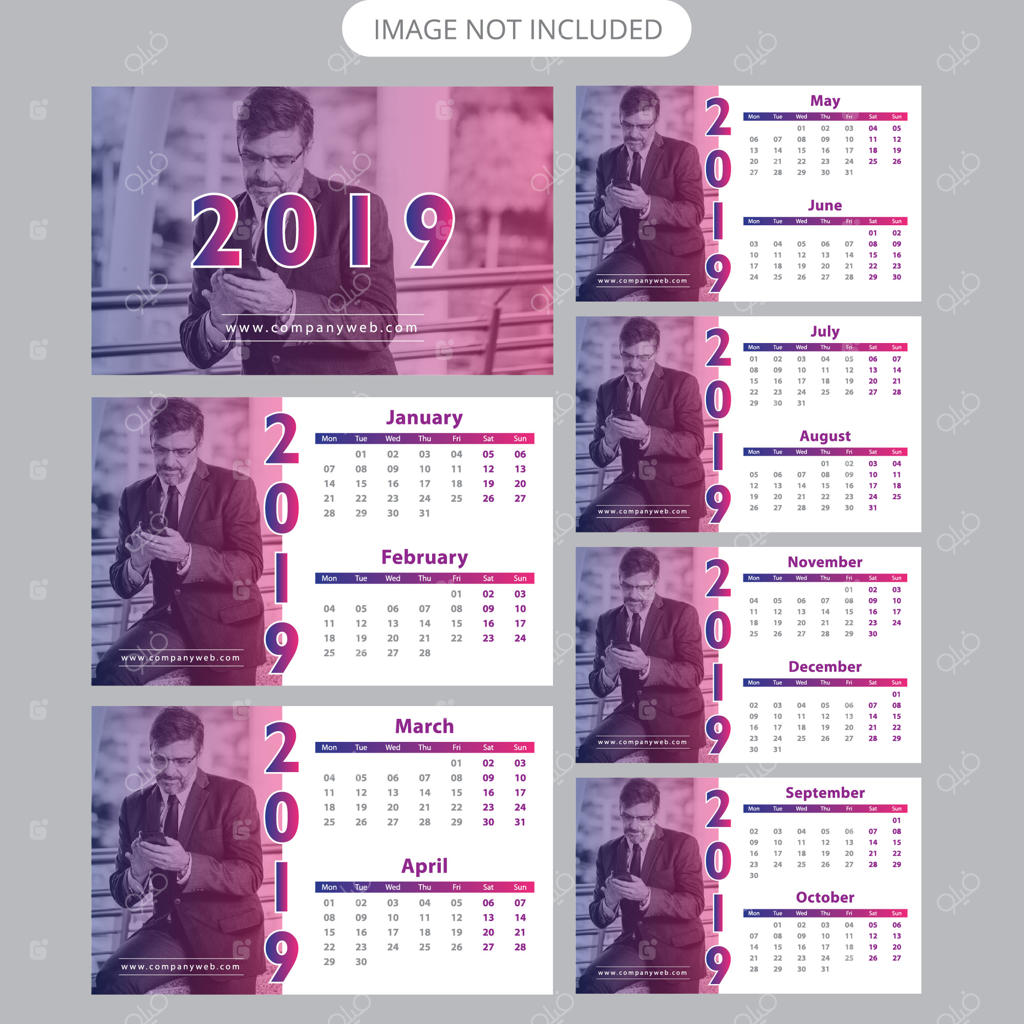 قالب تقویم رومیزی ۲۰۱۹