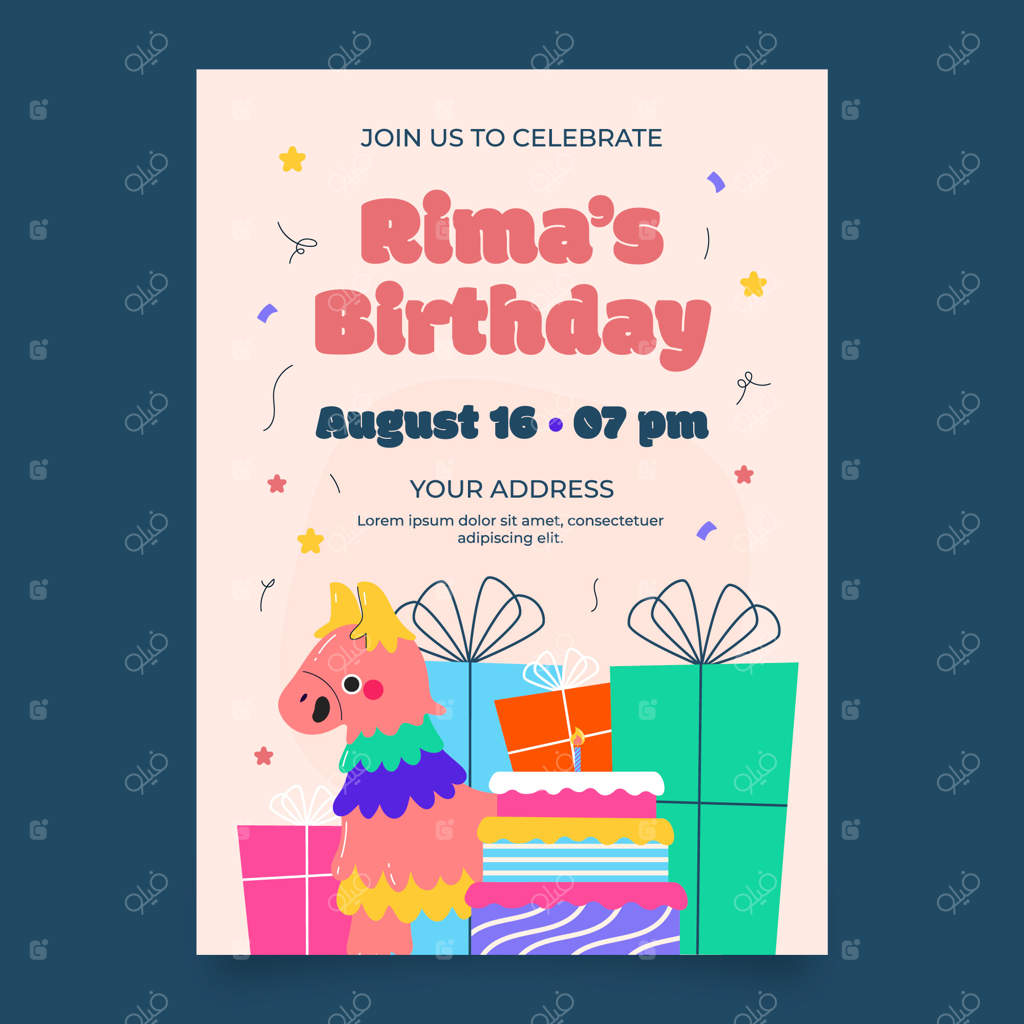 پترن دعوت‌نامه تولد دست‌ساز