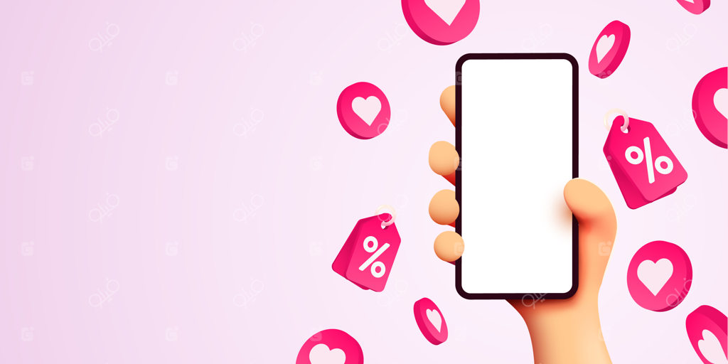 گوشی هوشمند با اپلیکیشن خرید در دست؛ مفهوم خرید آنلاین