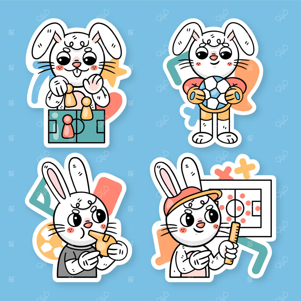 مجموعه برچسب‌های فوتبال خرگوشی رانی