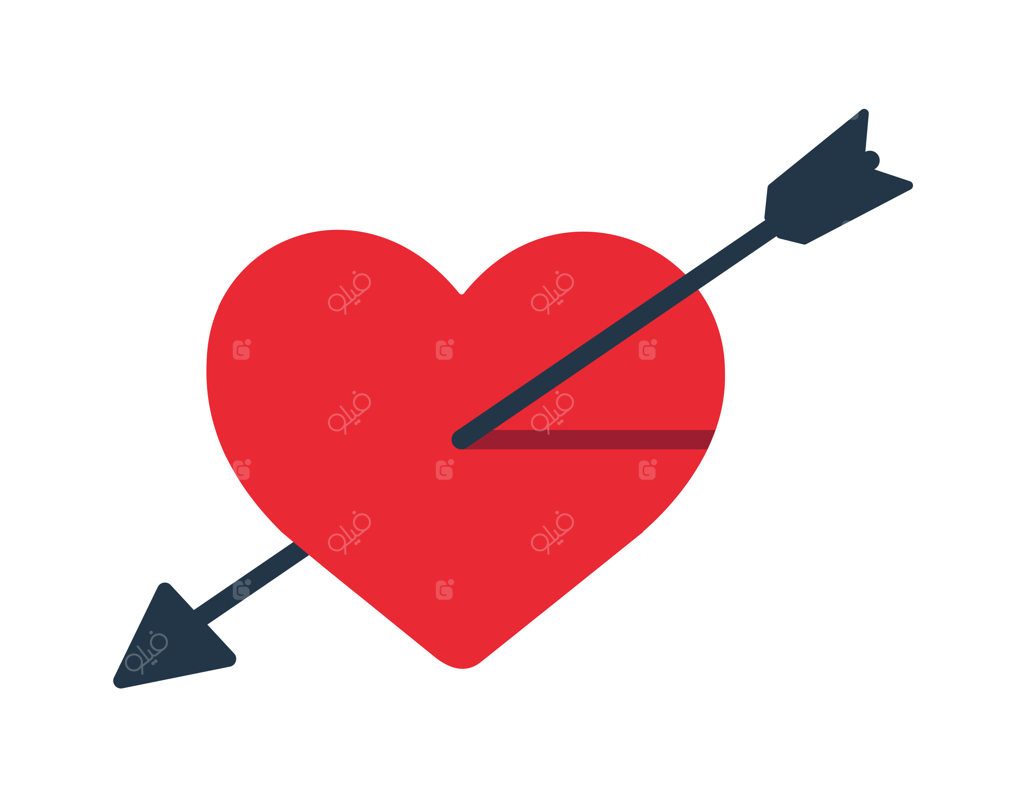 تصویرسازی وکتور آیکون تیر روی قلب