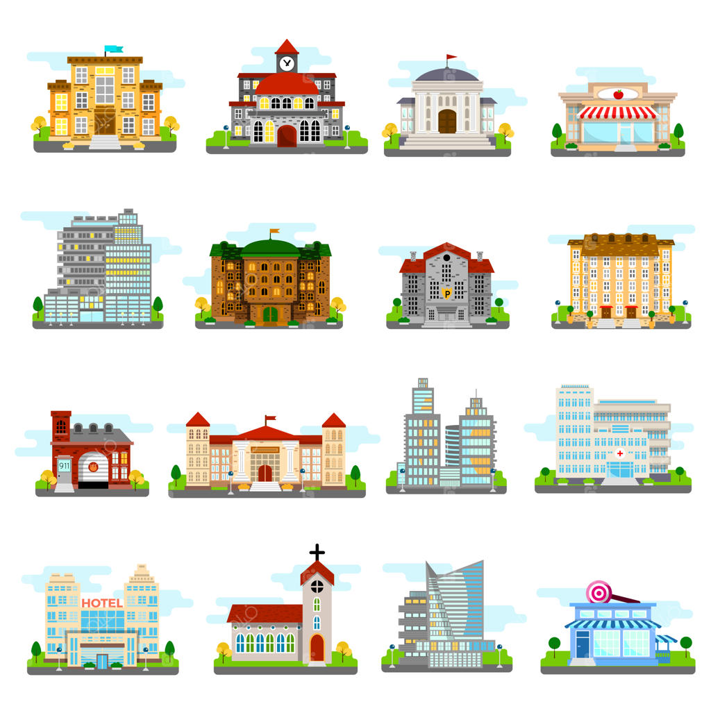 چندین مجموعه ساختمانی