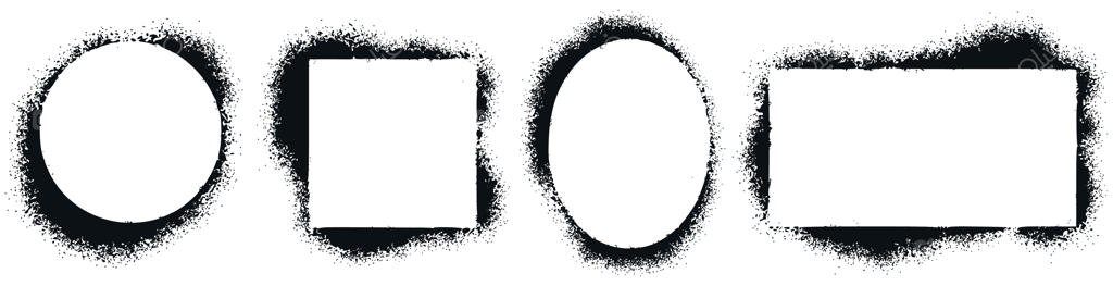 فریم‌های شابلونی سبک گرانج: مجموعه‌ای از فریم‌های رنگ‌پاشی شده، بافت پاشیده شده جوهر و حاشیه‌های شابلونی با وکتور