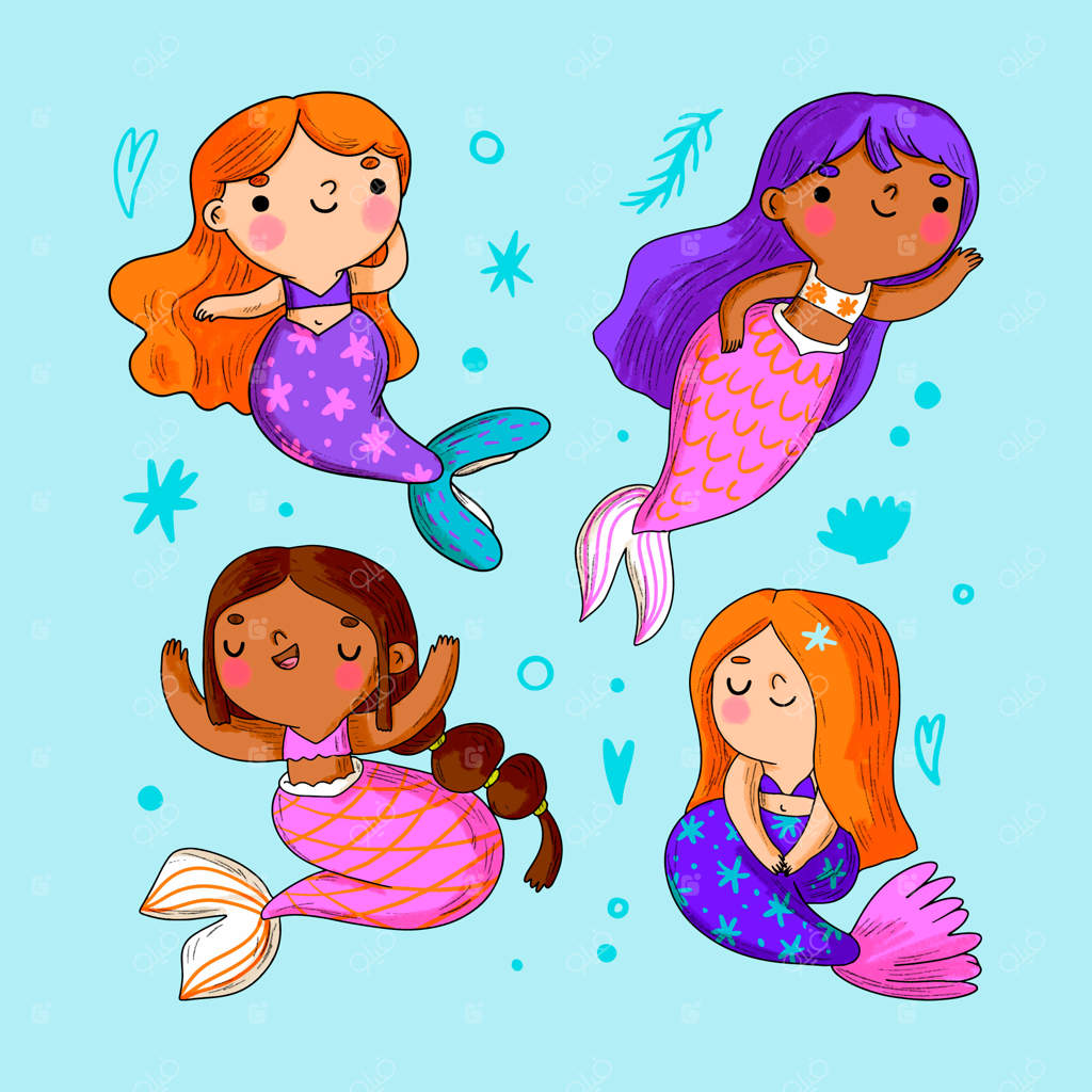 پری دریایی طراحی شده با دست