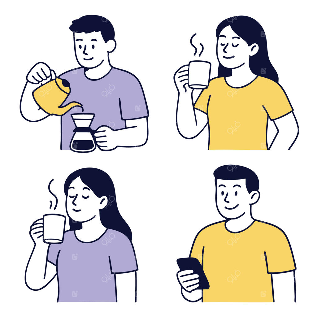 لذت از لحظات قهوه، دم کردن و نوشیدن با شادی و آرامش