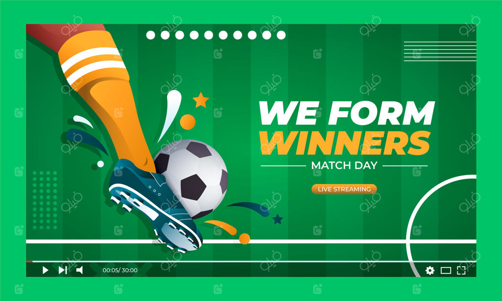 تصویر بندانگشتی یوتیوب برای فوتبال با افکت گرادینت