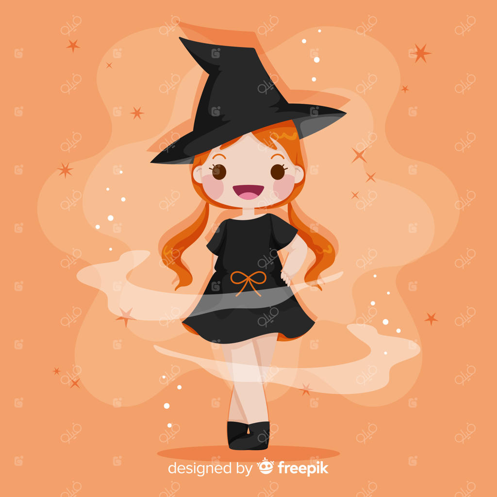 جادوگر بامزه هالووین - نقاشی دست‌ساز