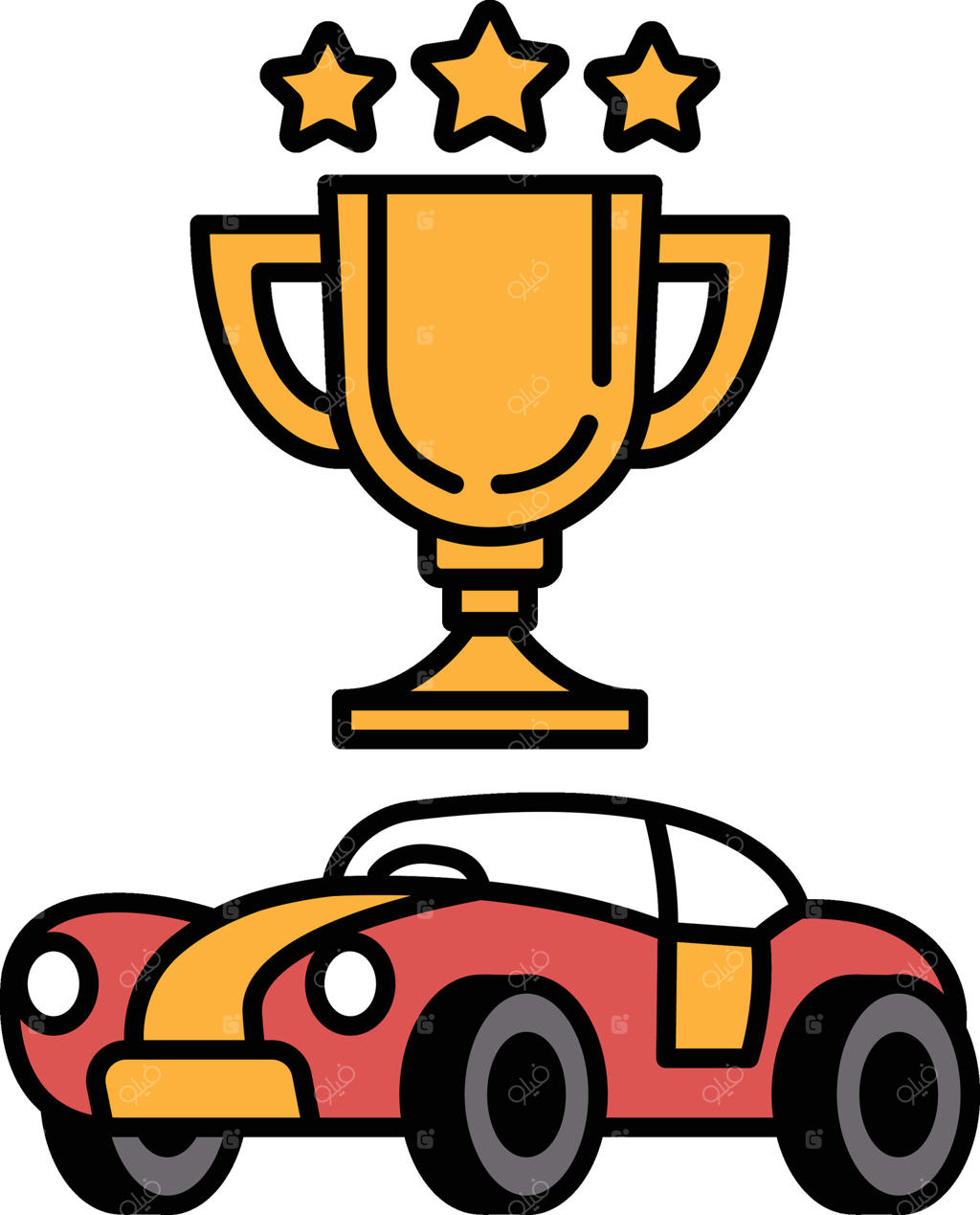 یک خودرو با جام و ستاره نمایش داده می‌شود