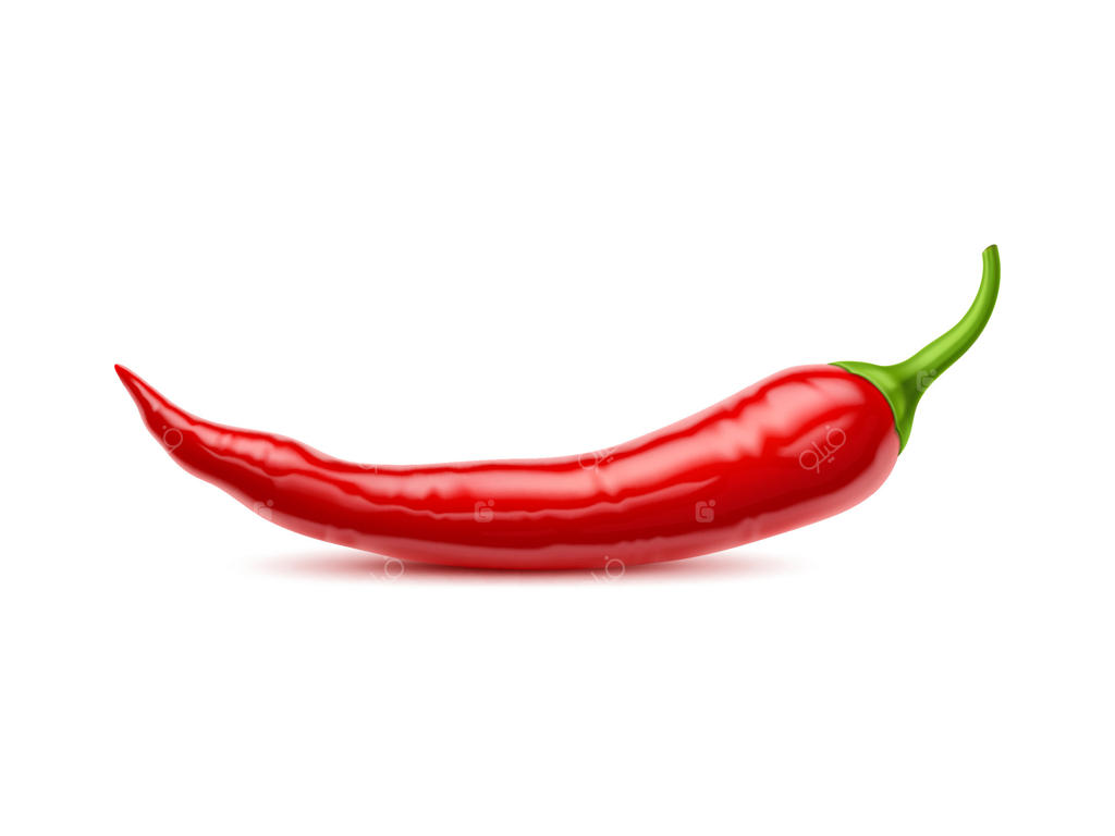 فلفل چیلی کامل واقع‌گرایانه سه‌بعدی و جداشده از محیط
