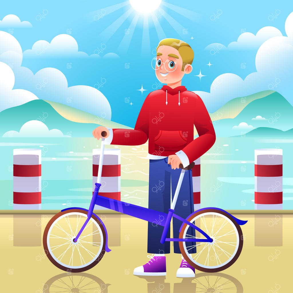 تصویرسازی روز جهانی دوچرخه با طراحی گرادینت