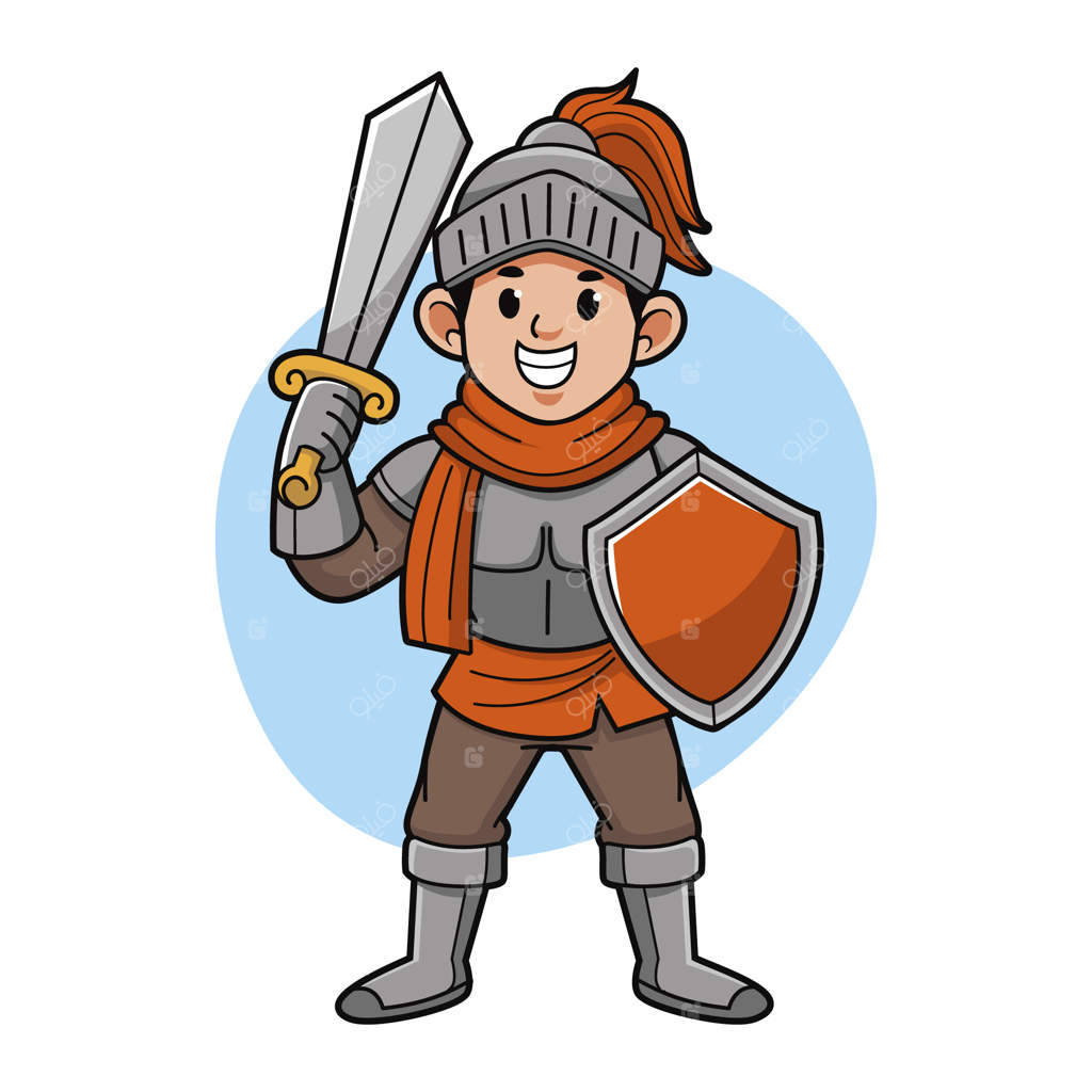 طرح کارتونی شوالیه دستی رسم شده