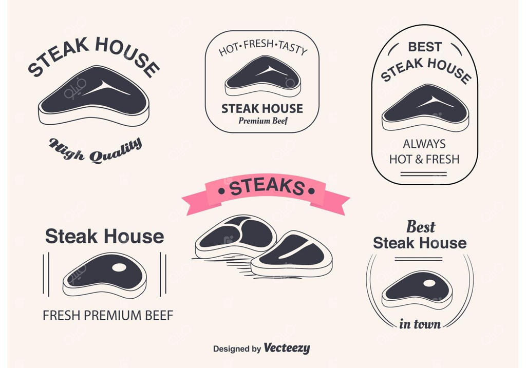 برچسب های وکتور استیک تی-بون