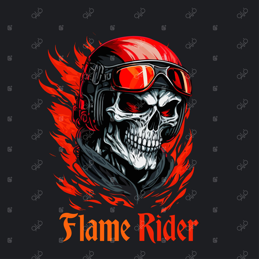 تصویرسازی وکتور تی‌شرت اسکلت‌سوار