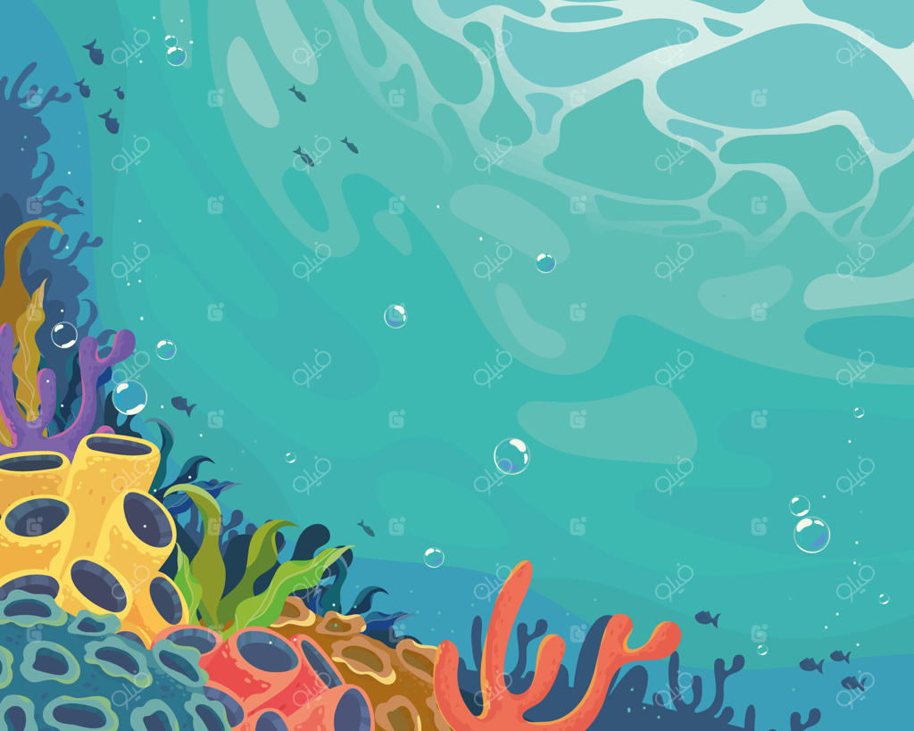 پس‌زمینه مرجان‌ها و صخره‌های دریایی