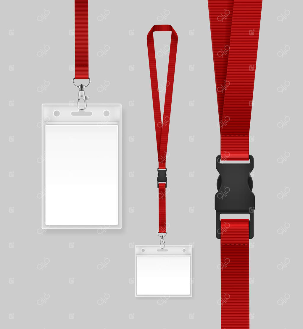 تصویری از کارت شناسایی با روبان قرمز.