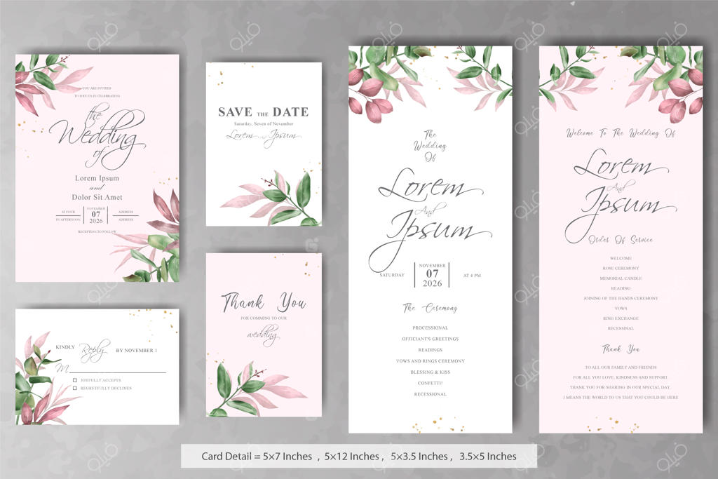 مجموعه قالب دعوتنامه عروسی شیک آبرنگی