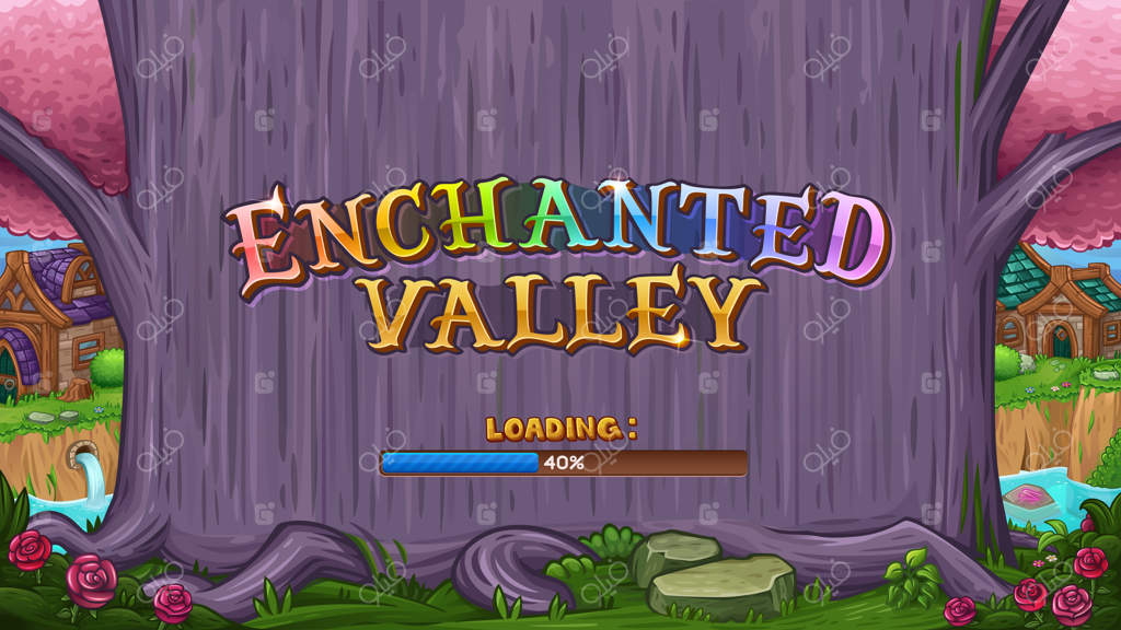 دره افسون‌شده با لوگوی و درخت بنفش جادویی