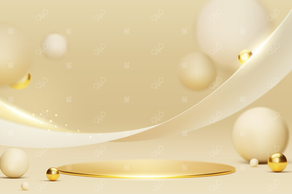 وکتور پس‌زمینه سکوی سه‌بعدی طلایی و لوکس برای فروش و بازاریابی آنلاین