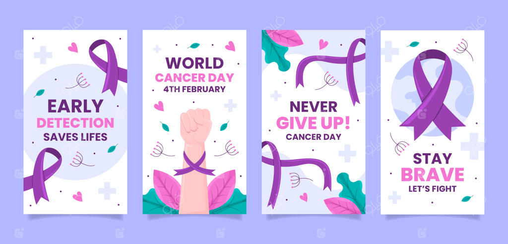 مجموعه استوری‌های اینستاگرام با طراحی ساده برای روز جهانی سرطان