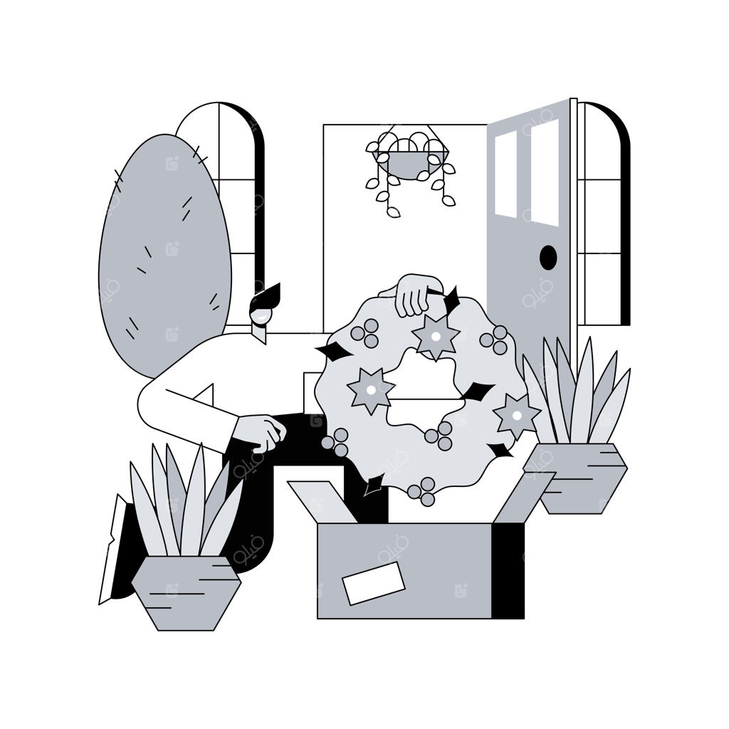 گلدان‌های فصلی - تصویرسازی انتزاعی وکتور