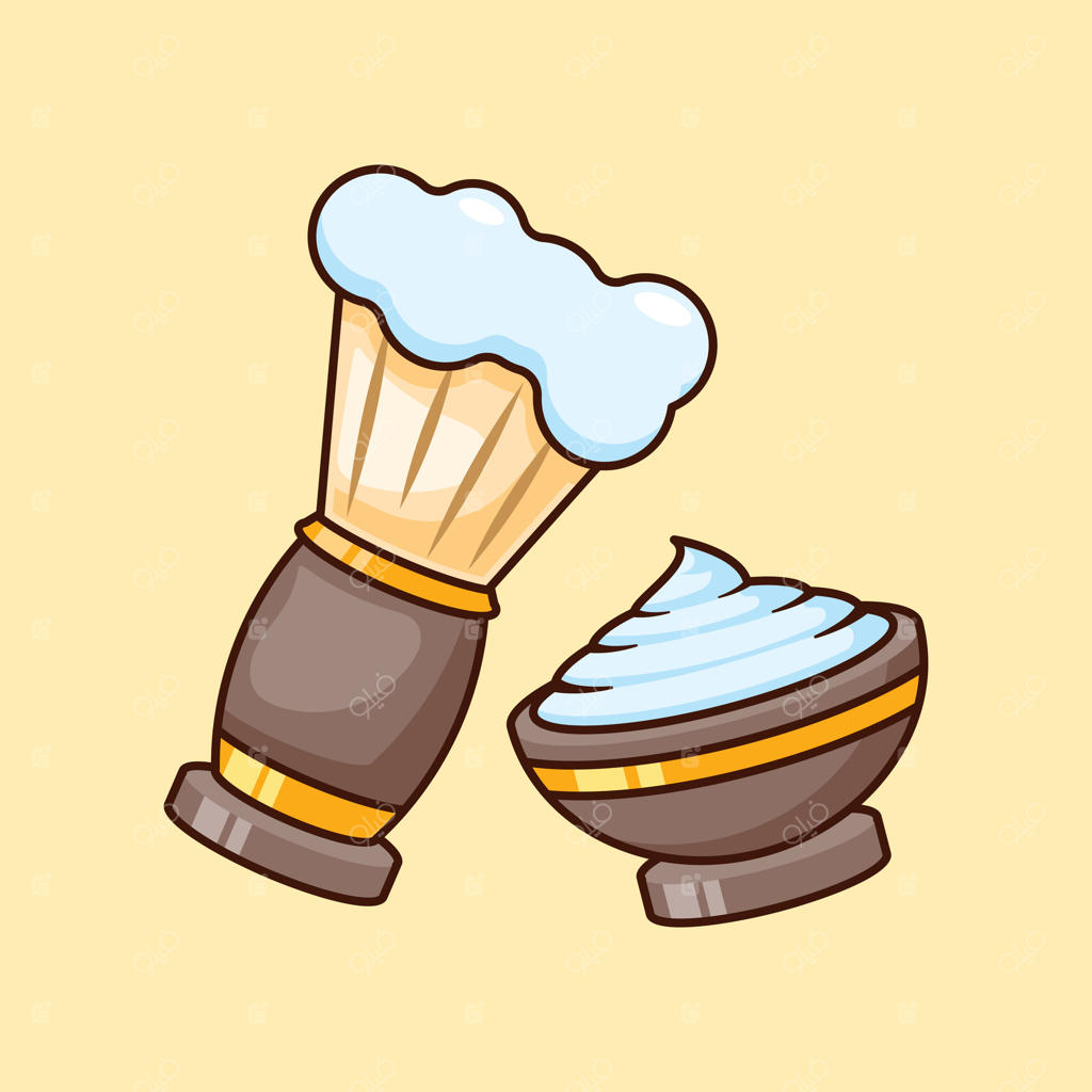 تصویر کارتونی ابزار برس اصلاح برای آرایشگاه