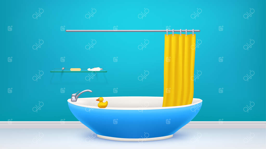 حمام آبی با وان جذاب