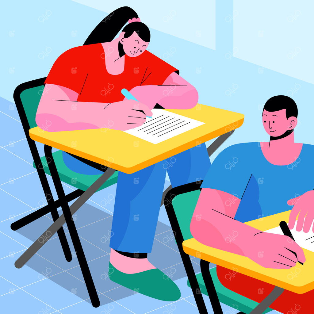 تصویرسازی امتحان به سبک طراحی تخت