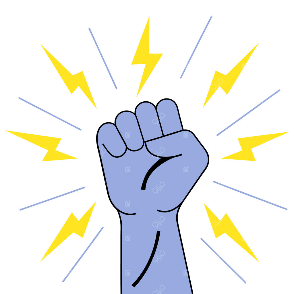 مشت گره‌کرده رو به بالا همراه با صاعقه، نماد اعتراض و لوگوی باشگاه