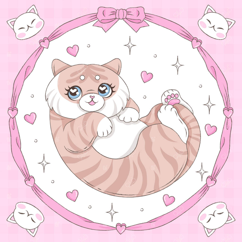 تصویر کارتونی گربه چاق دست‌کشیده