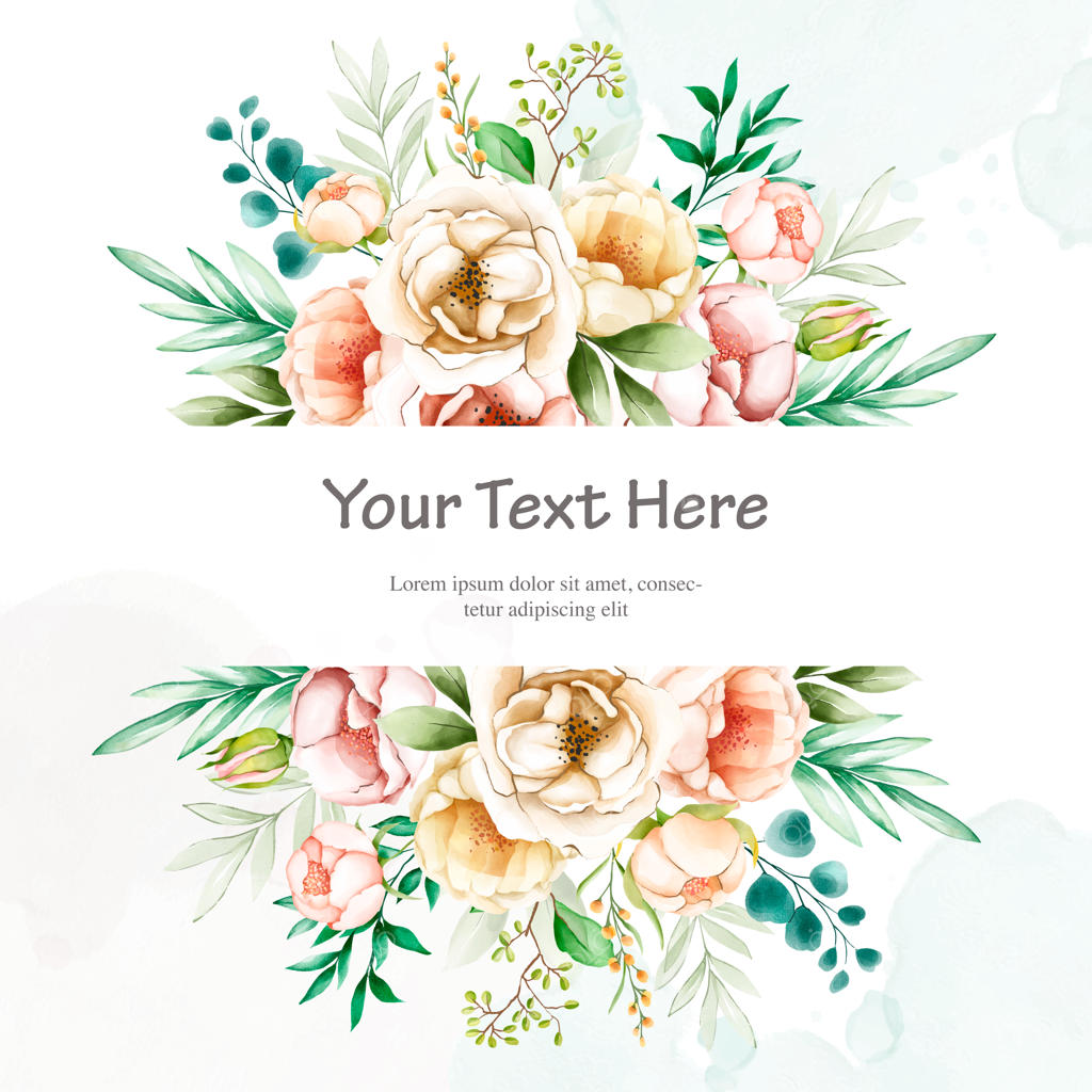 دعوتنامه عروسی رنگارنگ با قاب گل‌های آبرنگی