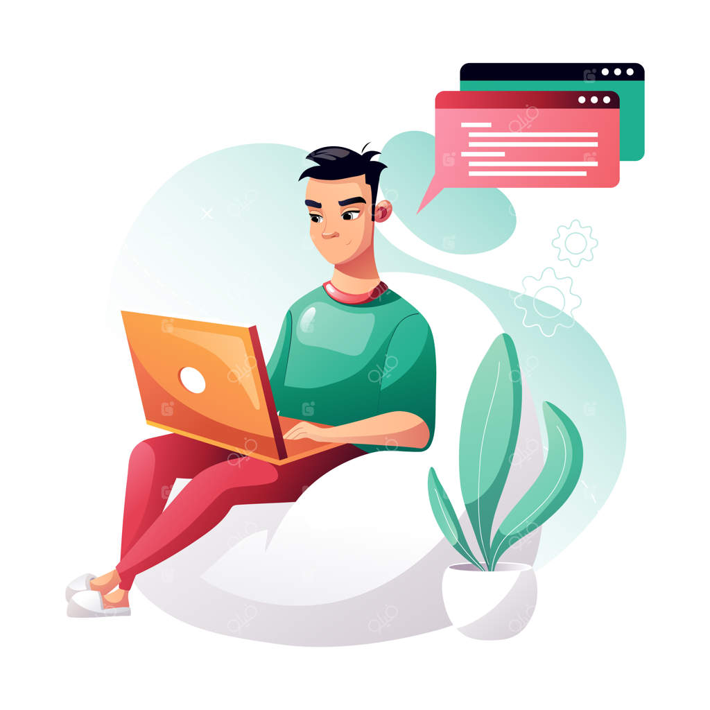 برنامه‌نویس روی پروژه کاری متمرکز شد و روی صندلی راحتی نشسته بود.