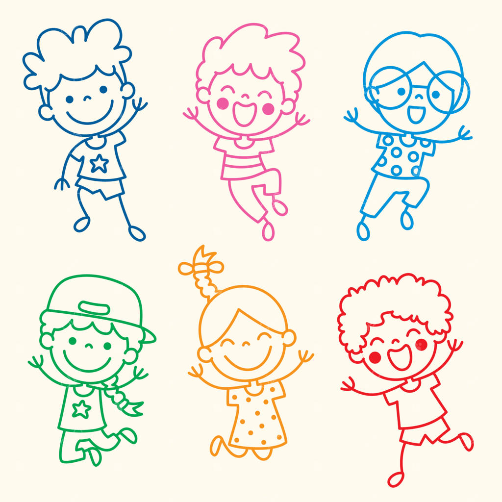 نقاشی دستی کودکان کارتونی بامزه