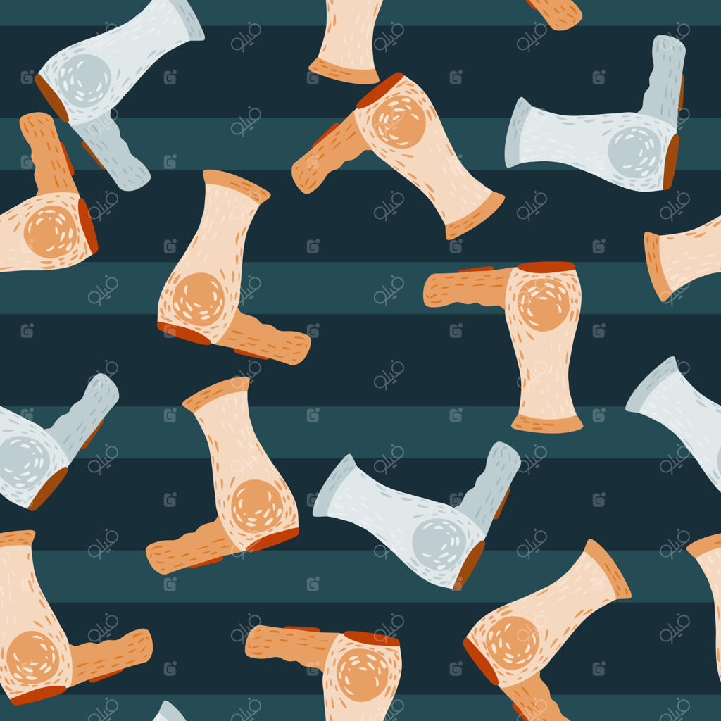 پترن یکپارچه سشوار برقی کلاسیک. پس‌زمینه‌ای با وسایل آرایشگری به سبک دودل.