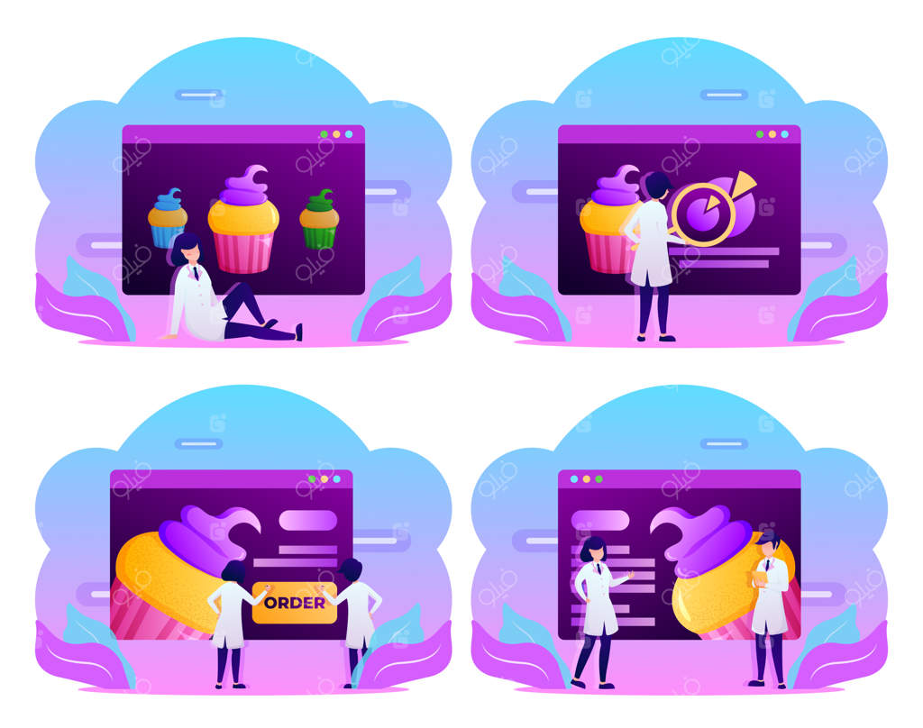 گروهی از پزشکان با لباس سفید و نتایج تحقیق در مورد غذا