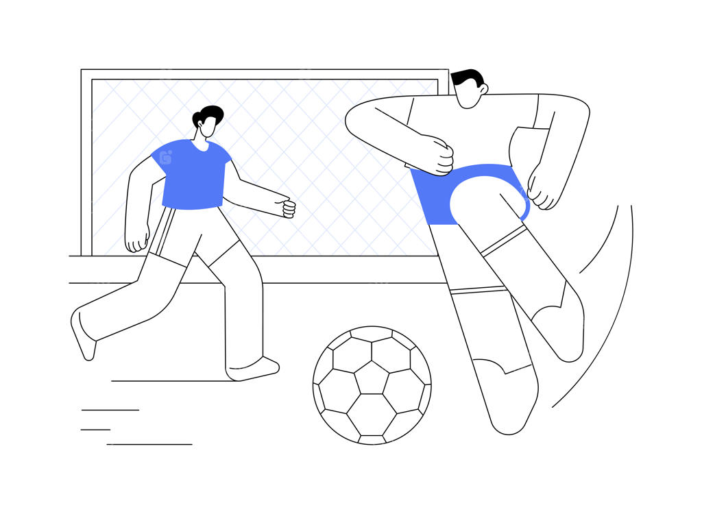 وکتور کارتونی ایزوله دانشجوی جوان ورزشکار در حال دویدن و بازی فوتبال