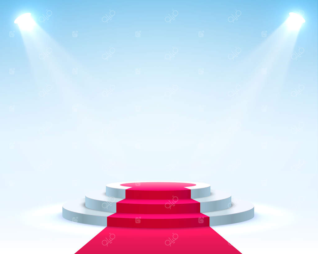 صحنه جایزه با سکوی نورپردازی شده برای مراسم تقدیر