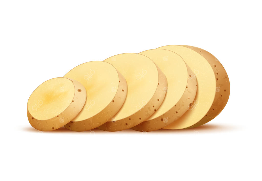 برش خورده واقع‌گرایانه سیب‌زمینی سه‌بعدی آماده پختن