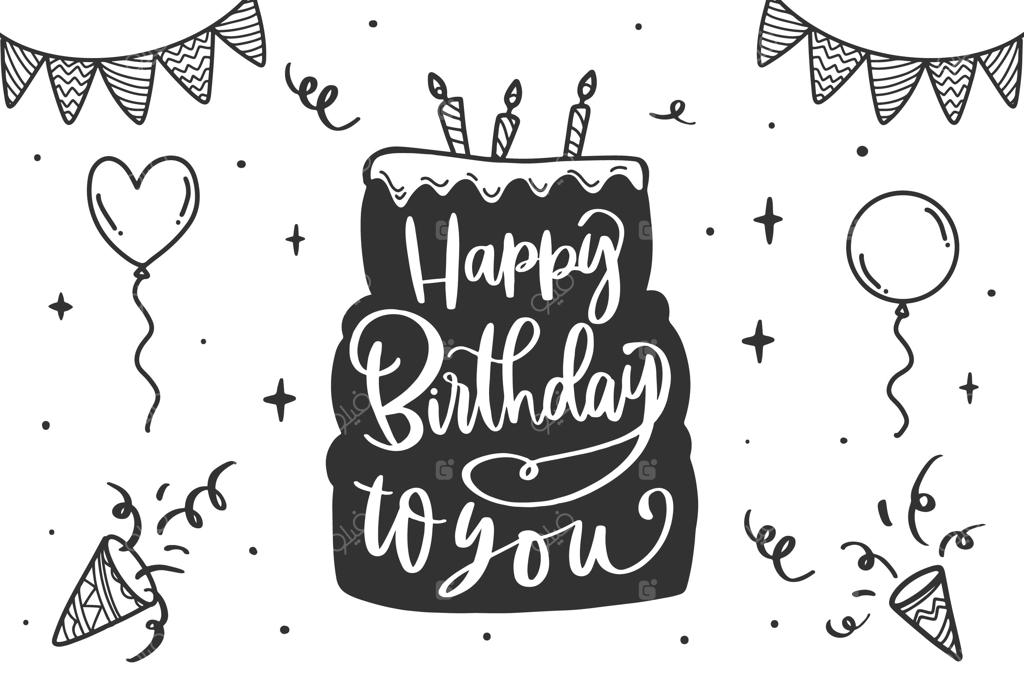 حروف تبریک تولد همراه با کیک