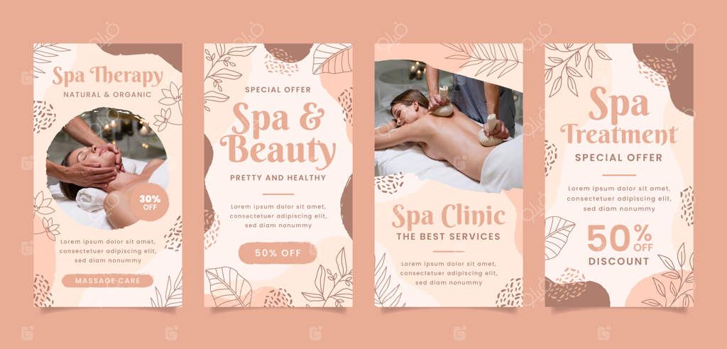 داستان‌های اینستاگرام با طراحی دستی درباره‌ی مراقبت‌های آبدرمانی