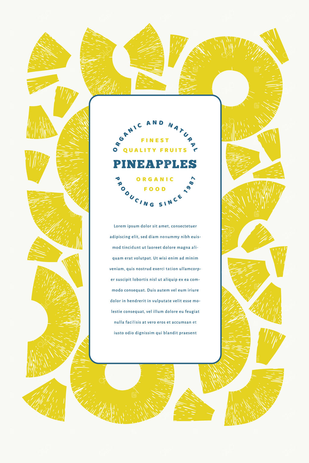 پترن تکه‌های آناناس: تصویرسازی دستی میوه‌های استوایی.