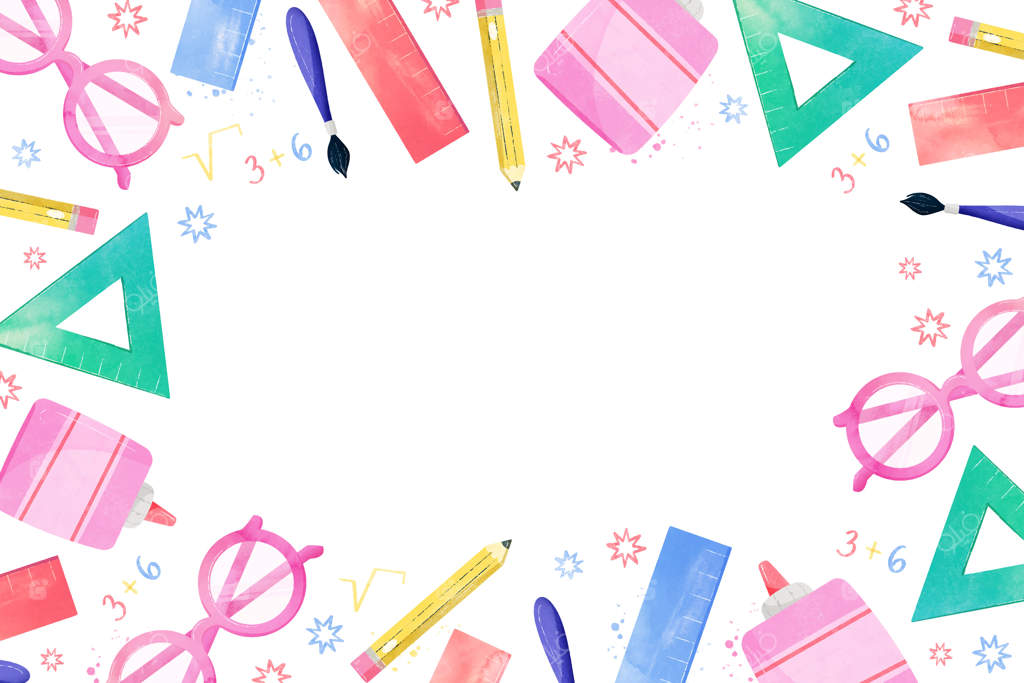 پس‌زمینه بازگشت به مدرسه با لوازم التحریر و آبرنگ