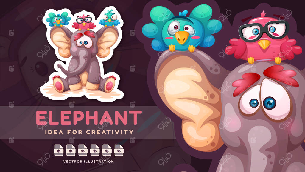 شخصیت کارتونی حیوان بامزه دوست بامزه برچسب طنز وکتور نسخه 10